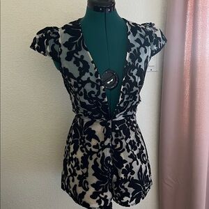 Cameo Black and Cream Patterned Romper